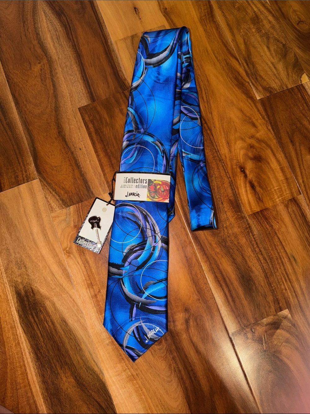 J.Garcia Collectors Edition Blue Abstract Silk Tie